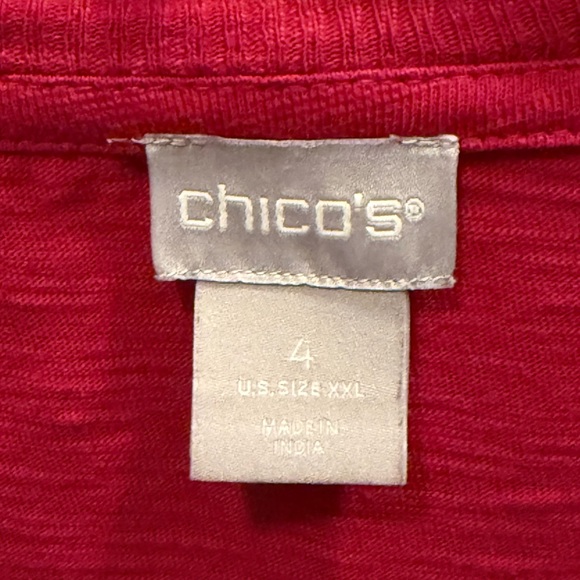 (2) Women's V-Neck pink & turquoise 3/4 Chico’s tops - Picture 3 of 6
